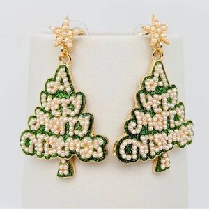 A Very Merry Christmas earrings NWT boutique earrings | green and gold